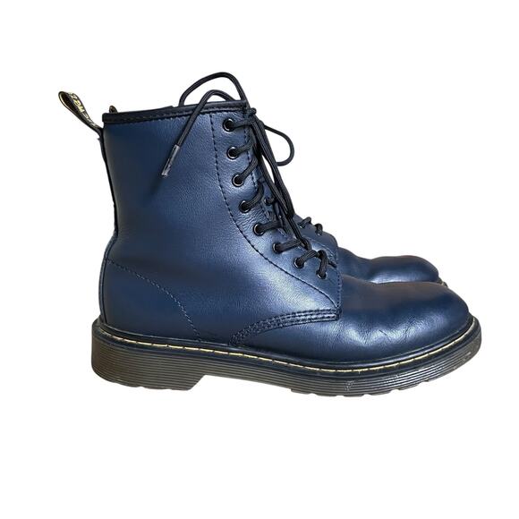 Dr. Martens Delaney Size 6 Navy Blue Side Zipper Lace up 8-Eye Combat Boots - Picture 1 of 8